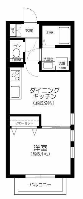 グリーンパレス松が丘(1DK/1階)の間取り写真