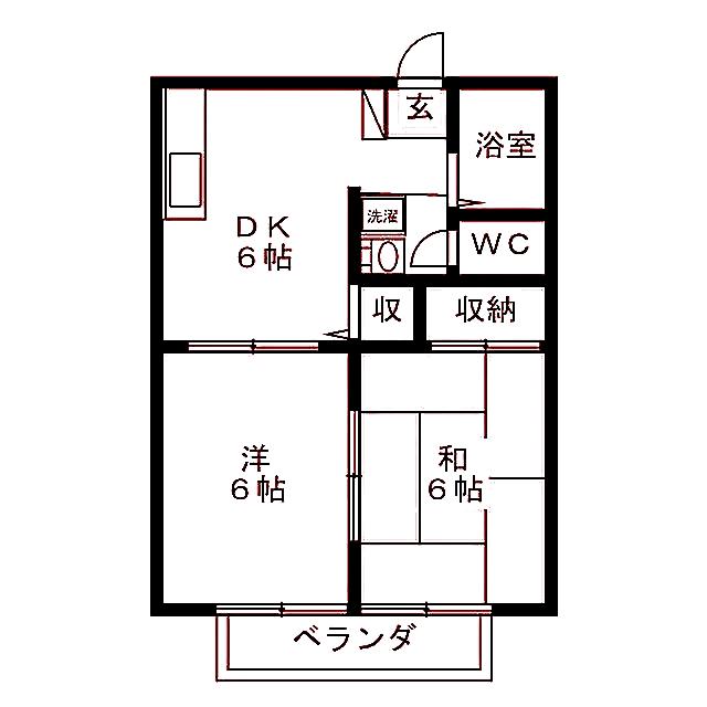 サニーハイツA棟(2DK/3階)の間取り写真
