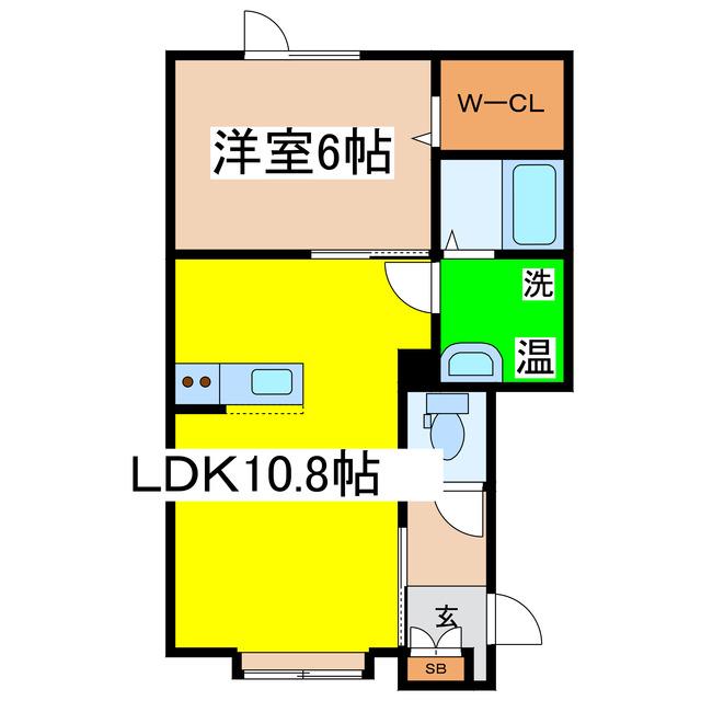 カストラム(1LDK/1階)の間取り写真