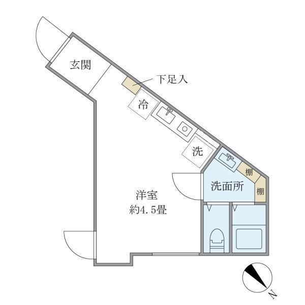 KEY LINK北馬込(ワンルーム/1階)の間取り写真