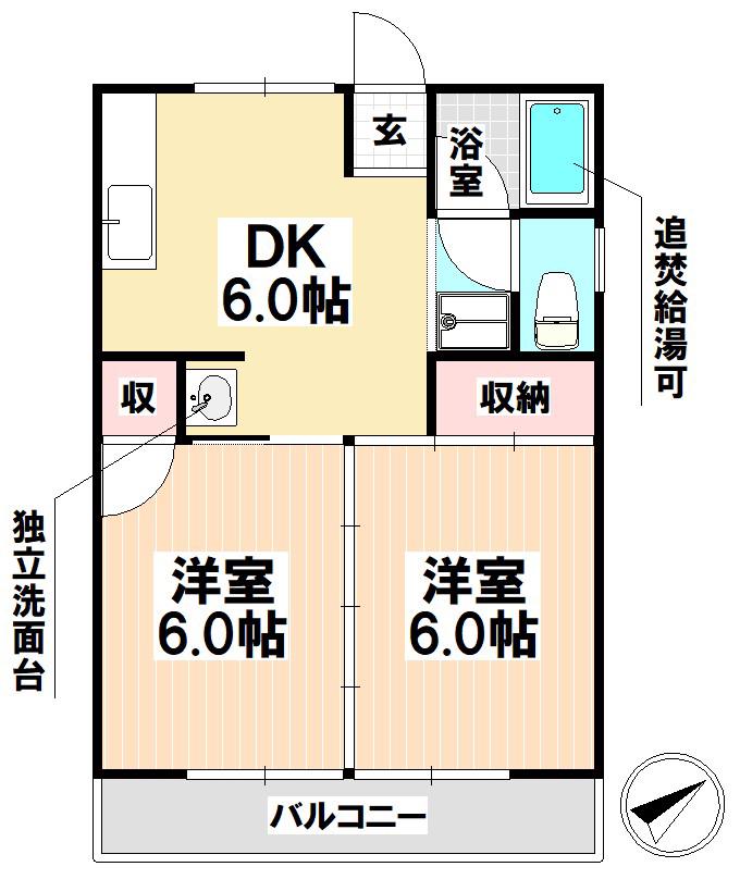 サンシャト-ルスズキ(2DK/2階)の間取り写真