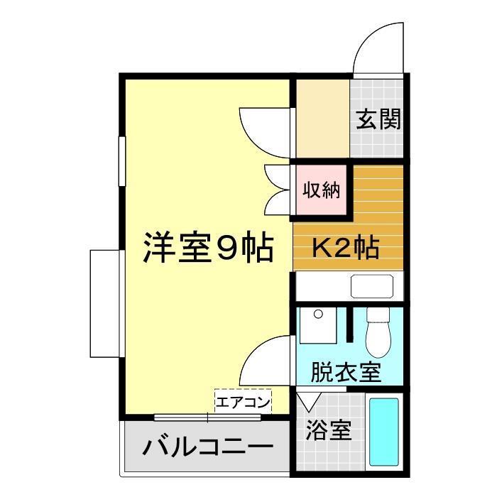 ニューライフ熊野(1K/2階)の間取り写真