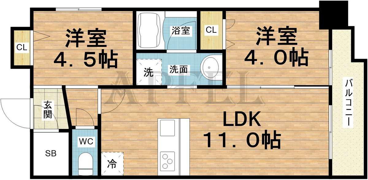 アーバネックス大阪天満橋(2LDK/2階)の間取り写真