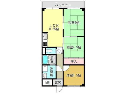 大中東マンション(3DK/4階)の間取り写真