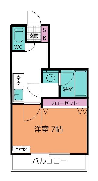 ホワイトベール(1K/2階)の間取り写真