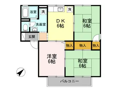 サザンハイツ(3DK/1階)の間取り写真