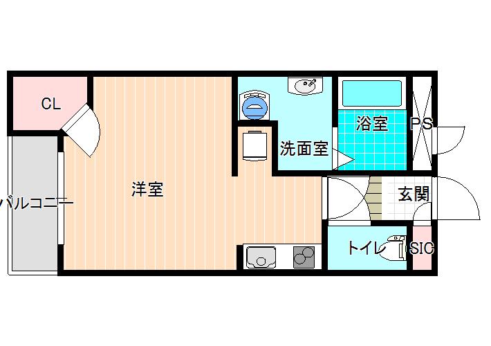 レオネクストリバーサイド柏原(1K/2階)の間取り写真