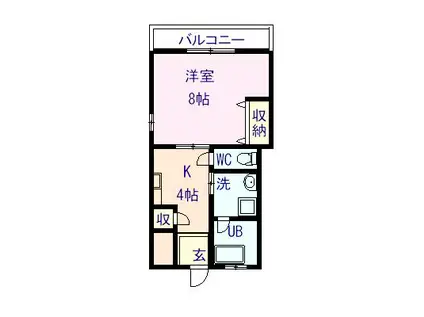 スターハイツ(1K/2階)の間取り写真