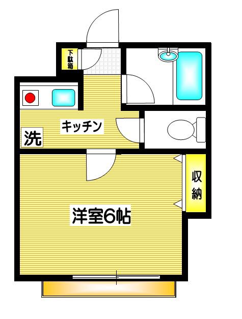 Mハウス(1K/1階)の間取り写真