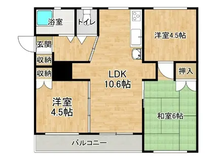 マンション五嶋(3LDK/1階)の間取り写真