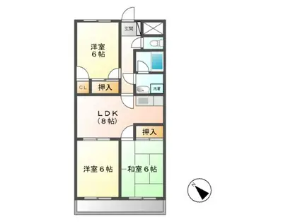 ファミリータウンむらた(3DK/4階)の間取り写真