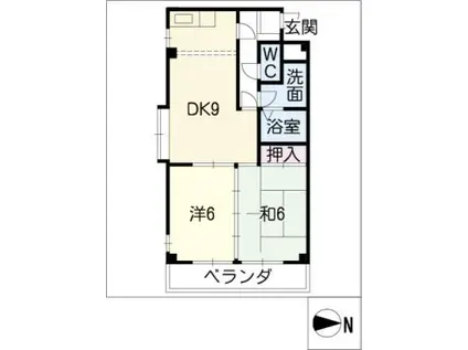 ステップフィールド(2DK/4階)の間取り写真