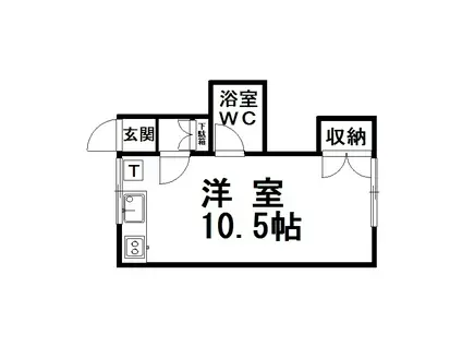 ワンルームハイツ(ワンルーム/3階)の間取り写真