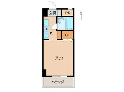 シェトワ城東(1K/4階)の間取り写真