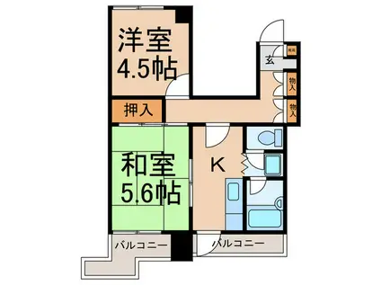 山久マンション塩野(2K/6階)の間取り写真