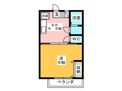 ビューパレス平塚(1DK/1階)の間取り写真