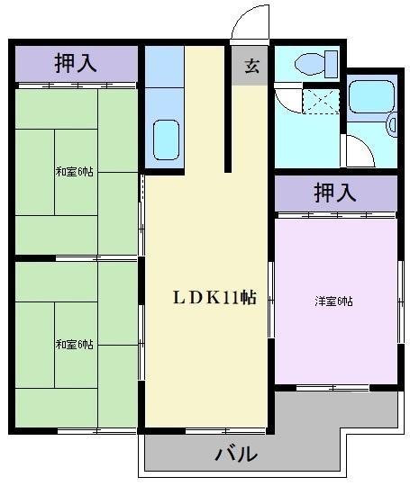 コーポ千萩(3LDK/3階)の間取り写真