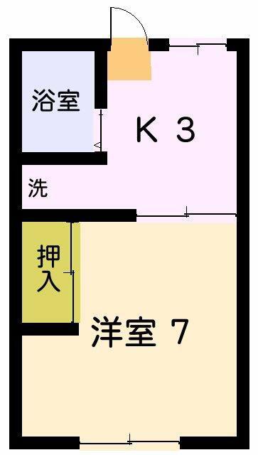 ヴィラ石原B棟(1K/2階)の間取り写真