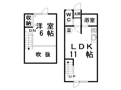 中央マンション(1LDK/1階)の間取り写真