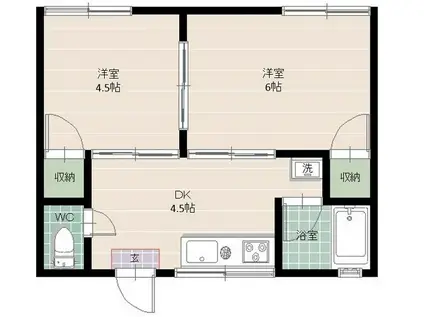 藤嶋コーポB(2DK/2階)の間取り写真