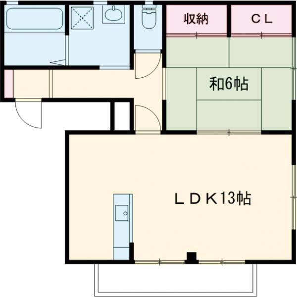 コーポ常陽(1LDK/1階)の間取り写真