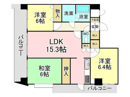 FARO戸畑駅前マンション(3LDK/13階)の間取り写真