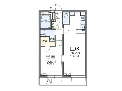 レオパレスエスポワール六郷(1LDK/3階)の間取り写真