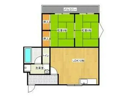 ビートル山本北(2LDK/1階)の間取り写真
