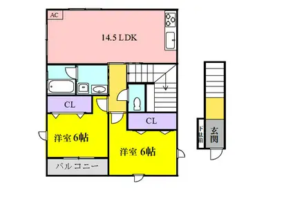オークヒル(2LDK/2階)の間取り写真