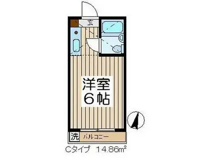 ヴィラージュF(ワンルーム/2階)の間取り写真