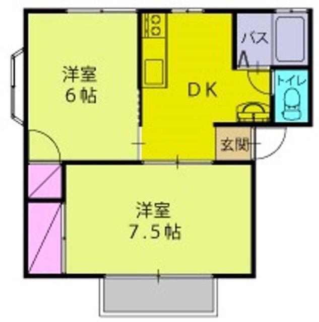サウスヒルズ(2DK/2階)の間取り写真