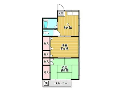 鎌倉ハイツA(2K/2階)の間取り写真