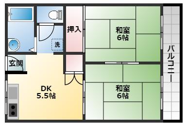 山本ハイツK&T(2DK/2階)の間取り写真