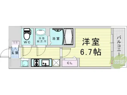 プレサンス塚本ミッドマーク(1K/7階)の間取り写真