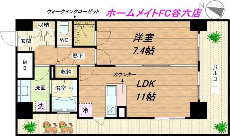 エスリード長堀タワー(1LDK/8階)の間取り写真