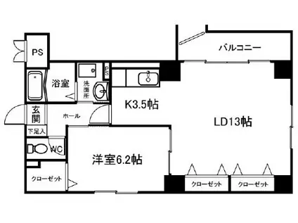 ソルトシティ浜松(1LDK/8階)の間取り写真
