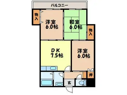 ドリームハイツ(3DK/4階)の間取り写真