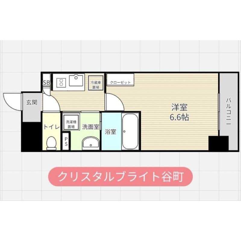 クリスタルブライト谷町(1K/4階)の間取り写真