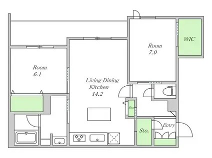 シャーメゾン クレスト ライフ(2LDK/1階)の間取り写真