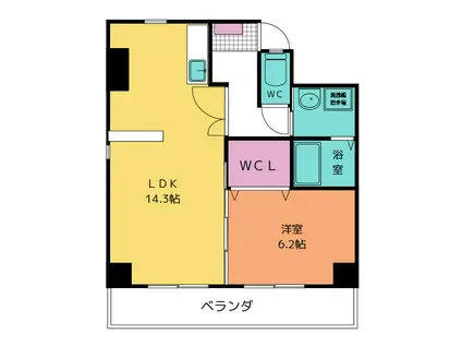 レジデンス旭ヶ丘(1LDK/4階)の間取り写真