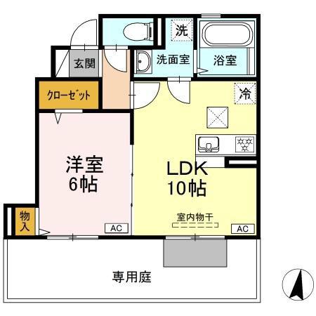 シャルマン・ホルツ(1LDK/1階)の間取り写真