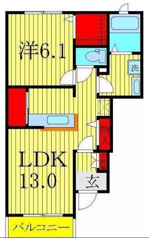 フレシールI(1LDK/1階)の間取り写真
