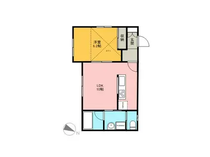 グランディール東川口(1LDK/2階)の間取り写真