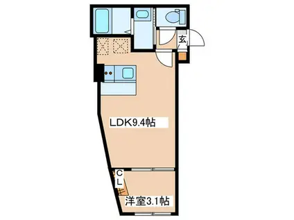メゾンココン久地(1LDK/3階)の間取り写真