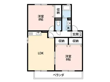 グリーンウェーブIII(2LDK/2階)の間取り写真