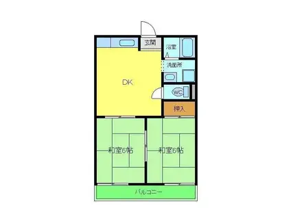 サンライズハイツ(2DK/2階)の間取り写真