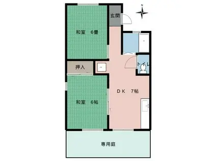 パレーシャル月出(2DK/1階)の間取り写真