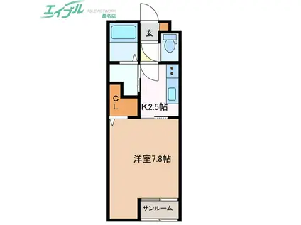 MYヒノリア(1K/1階)の間取り写真