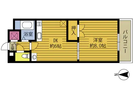 シリウス花高松(1DK/2階)の間取り写真