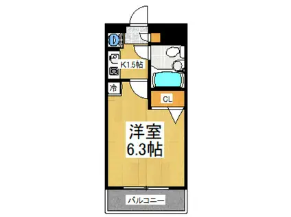 府中ペガサスビル(1K/3階)の間取り写真